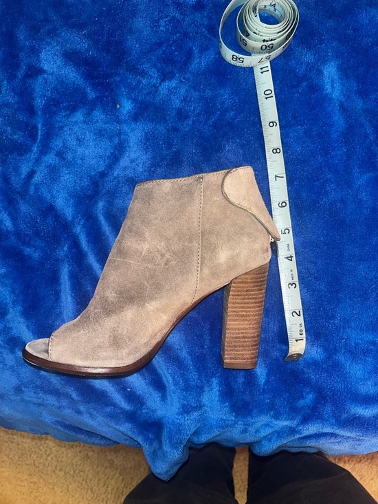 Coach Suede Peep Toe Ankle Booties Size 5.5 Brown Block Heel - Picture 4 of 6